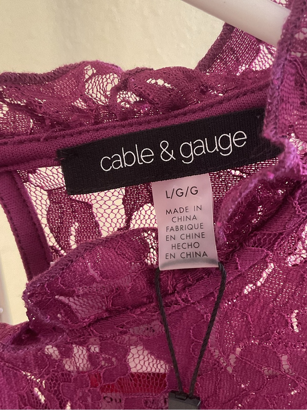 Cable & Gauge Women's Lace Long-Sleeve Blouse in Plum - Picture 4 of 4